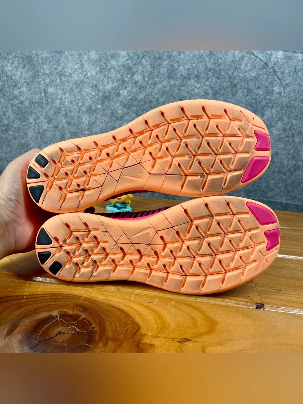 Nike Free RN Flyknit 2016 Kids Size 6.5Y / Womens 8 Pink Purple Running Shoes